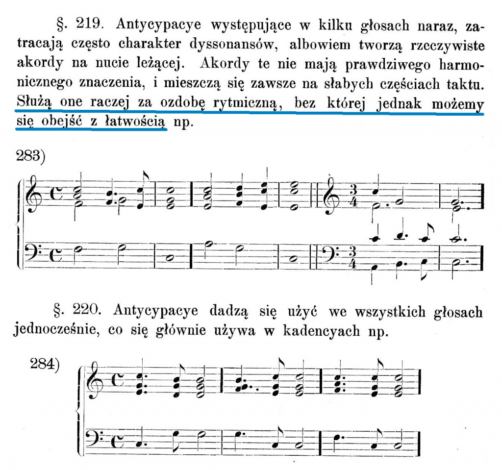 W. Żeleński, G. Roguski, Nauka harmonji oraz&nbsp;pierwszych zasad kompozycji, Warszawa 1899, s. 148